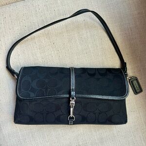 Coach Signature Jacquard x Leather Demi Pouch 6348 Black Vintage Y2K
